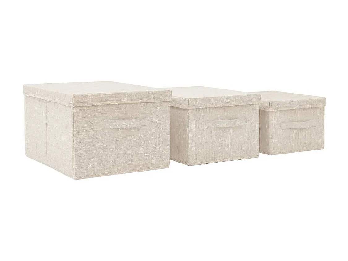 Boîtes de rangement empilables 3 pcs Tissu Crème