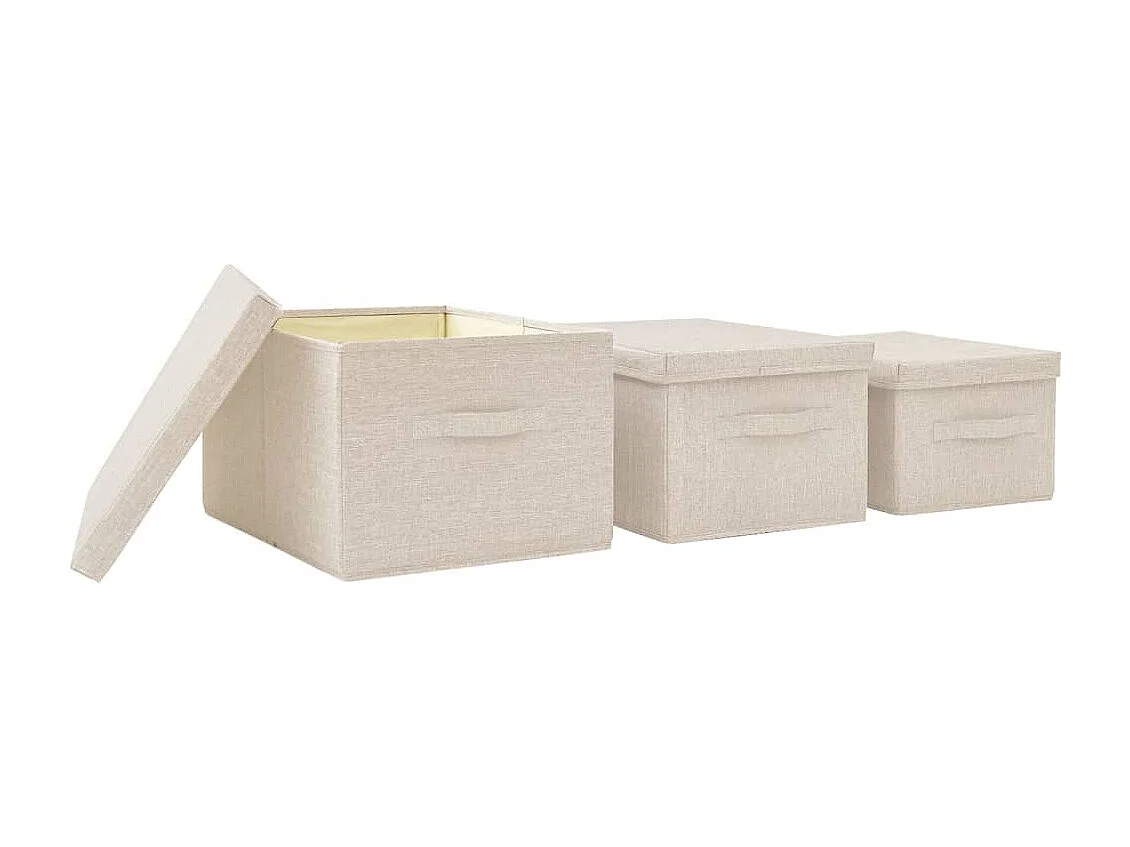 Boîtes de rangement empilables 3 pcs Tissu Crème