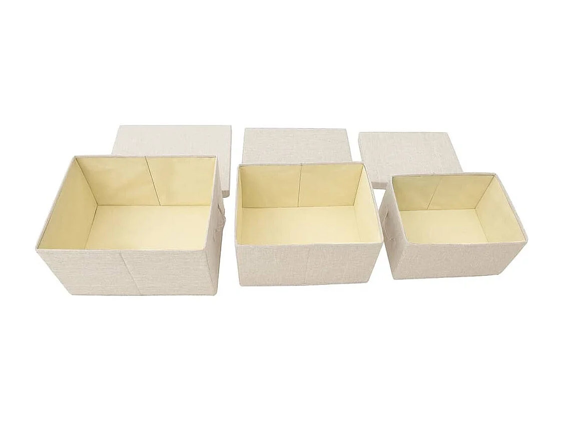 Boîtes de rangement empilables 3 pcs Tissu Crème