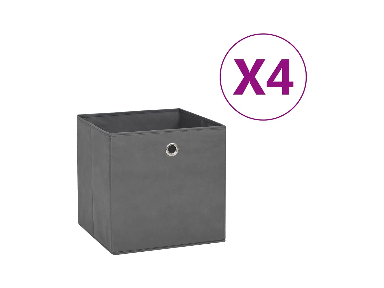 Boîtes de rangement 4 pcs Tissu intissé 28x28x28 cm Gris