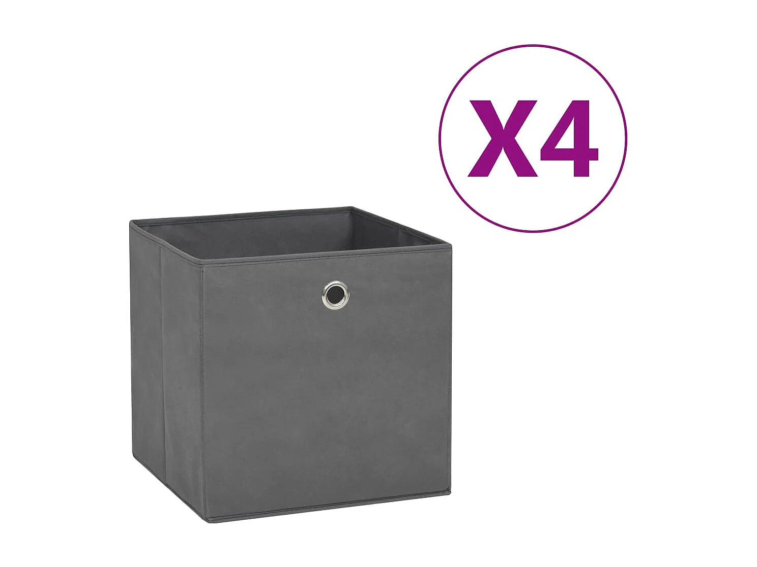 Boîtes de rangement 4 pcs Tissu intissé 28x28x28 cm Gris