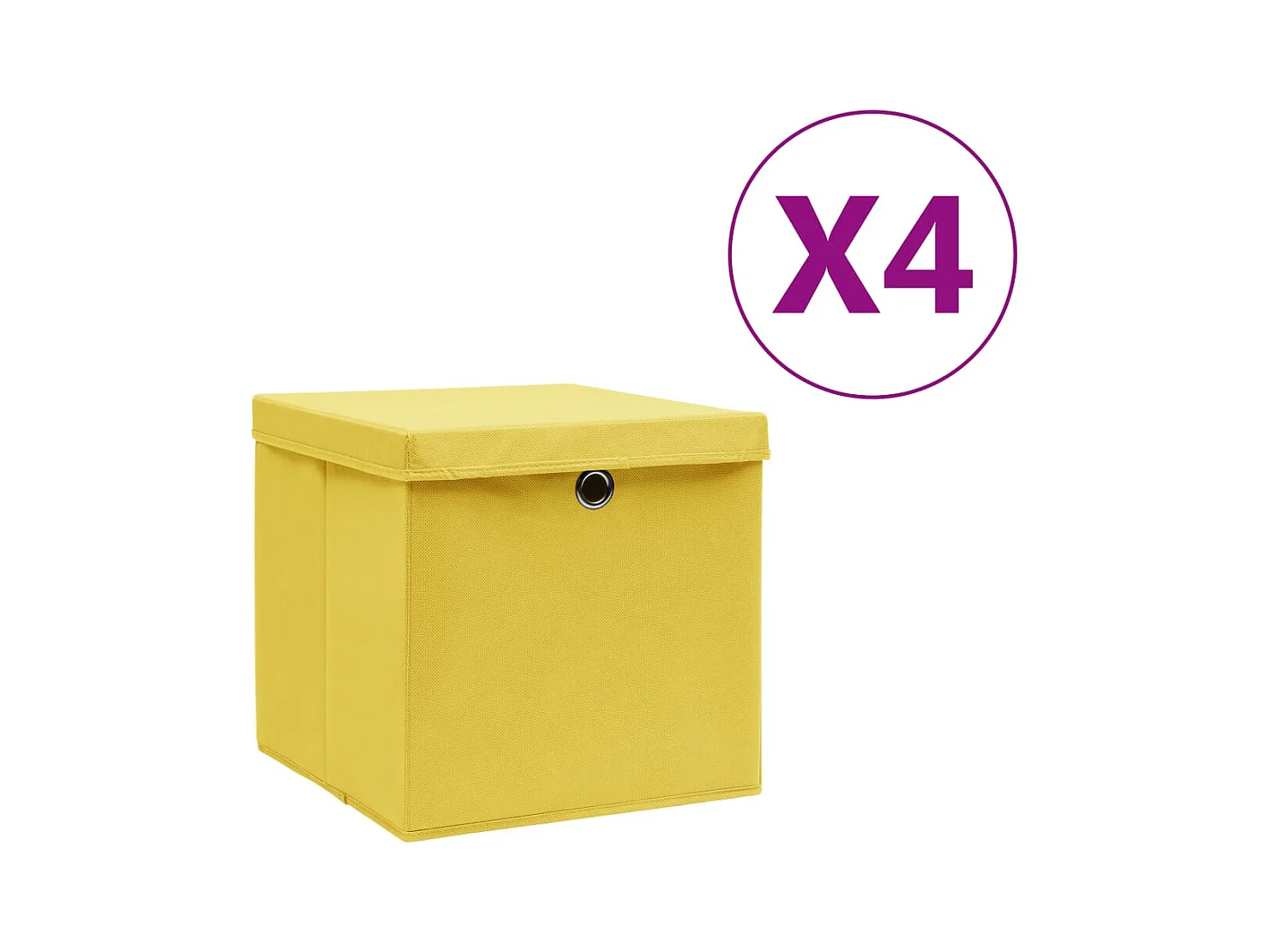 Boîtes de rangement avec couvercles 4 pcs 28x28x28 cm Jaune