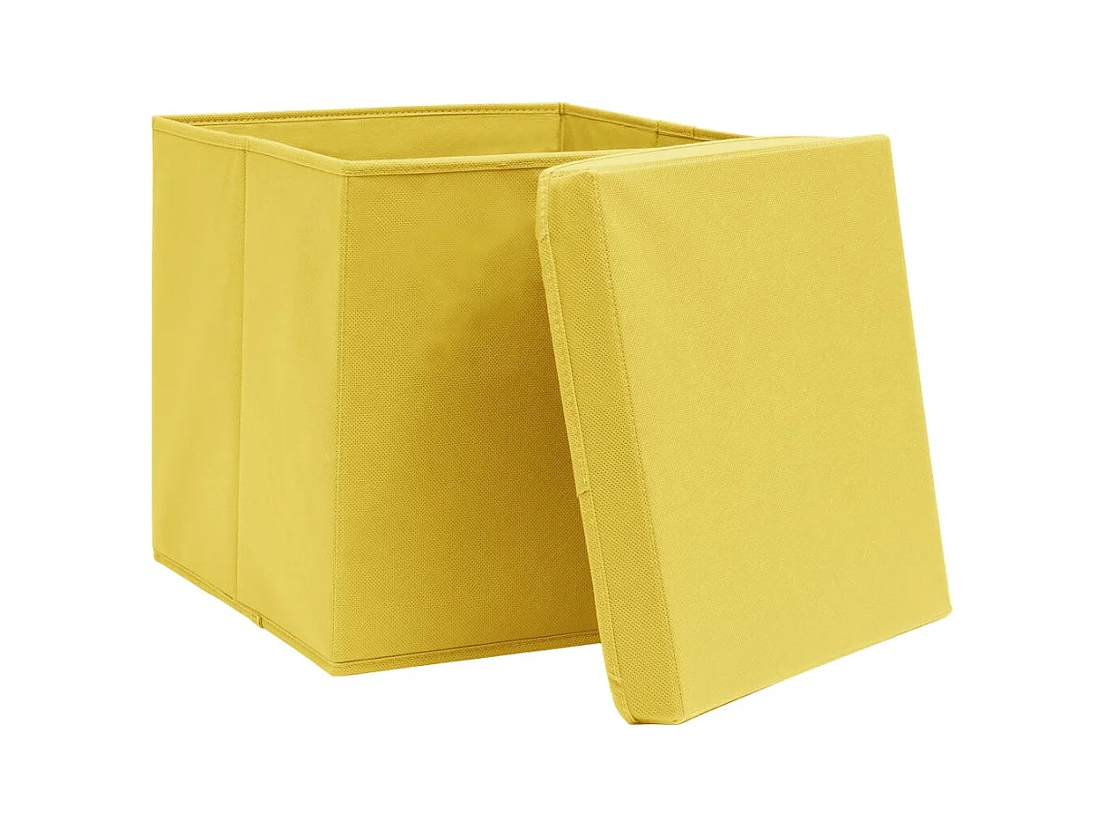 Boîtes de rangement avec couvercles 4 pcs 28x28x28 cm Jaune