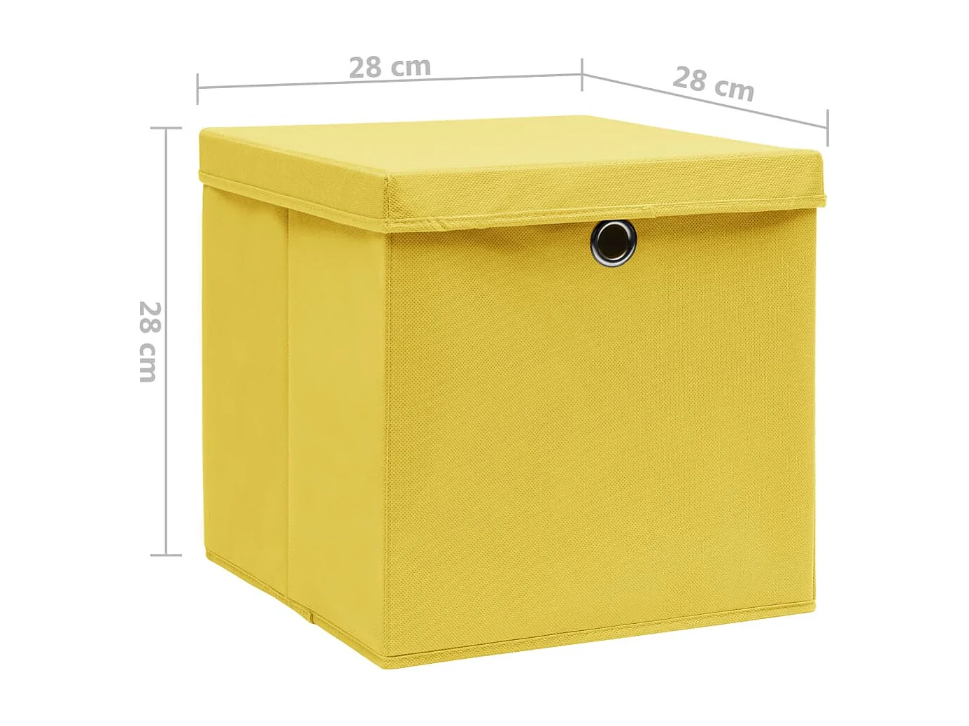 Scatole portaoggetti con coperchio 4 pezzi 28x28x28 cm Giallo