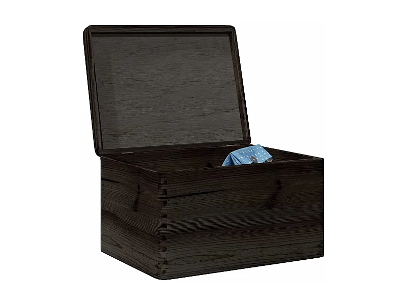Boîte en bois avec couvercle noir 40x30x23cm bois de pin massif