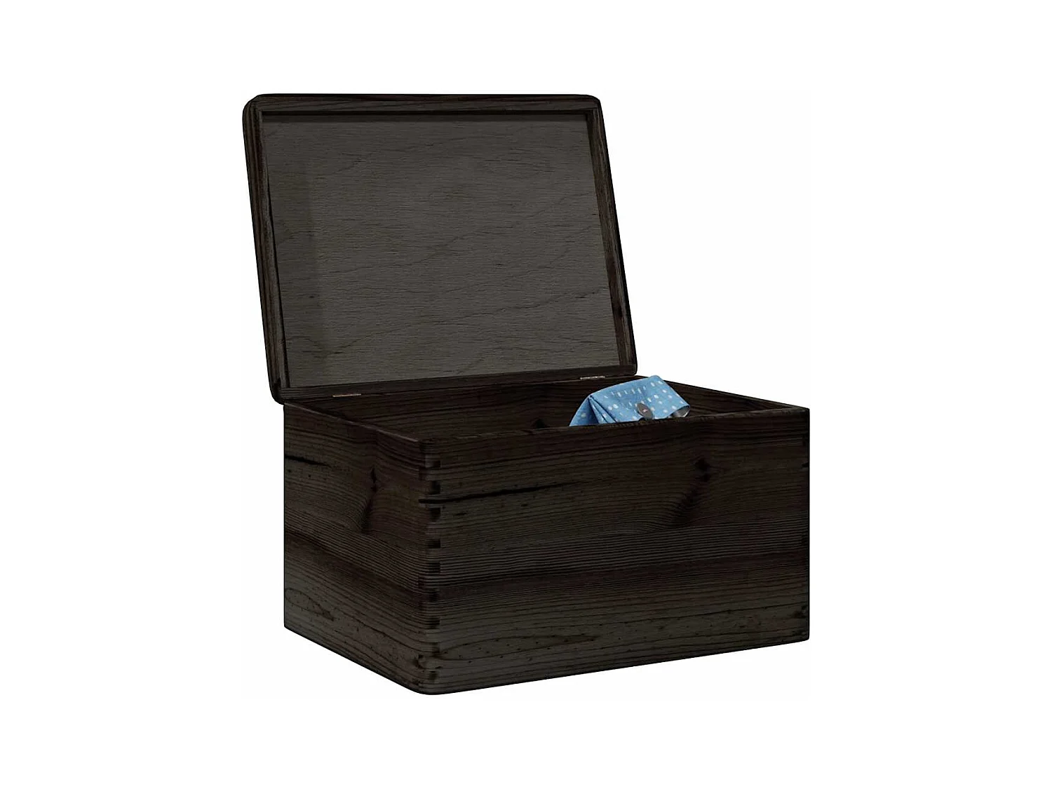 Boîte en bois avec couvercle noir 40x30x23cm bois de pin massif