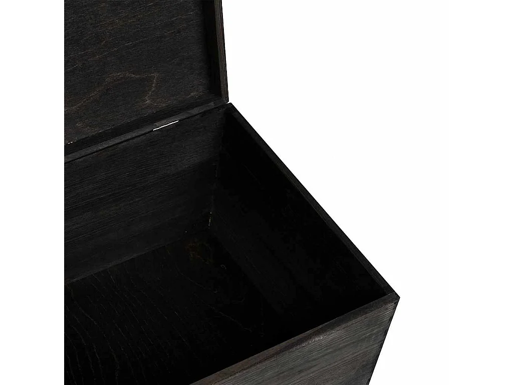 Boîte en bois avec couvercle noir 40x30x23cm bois de pin massif