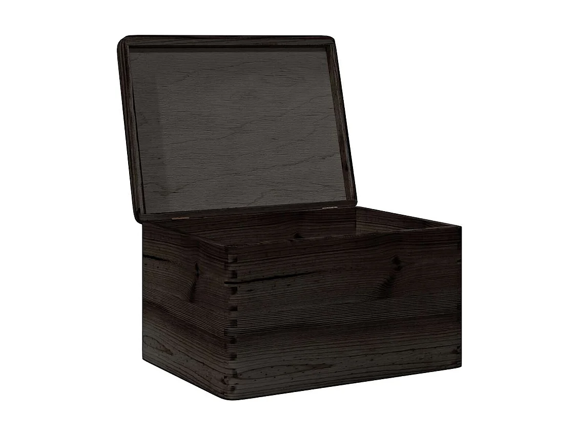 Boîte en bois avec couvercle noir 40x30x23cm bois de pin massif