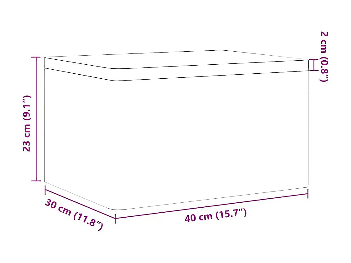 Boîte en bois avec couvercle noir 40x30x23cm bois de pin massif