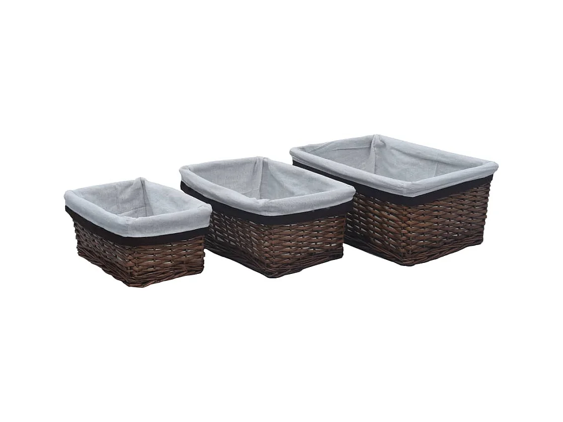 Ensemble de paniers gigognes 3 pcs Marron Saule