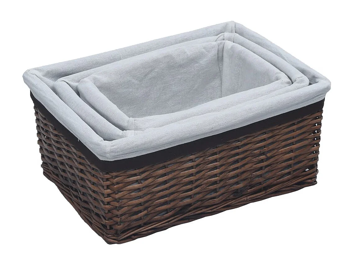 Ensemble de paniers gigognes 3 pcs Marron Saule