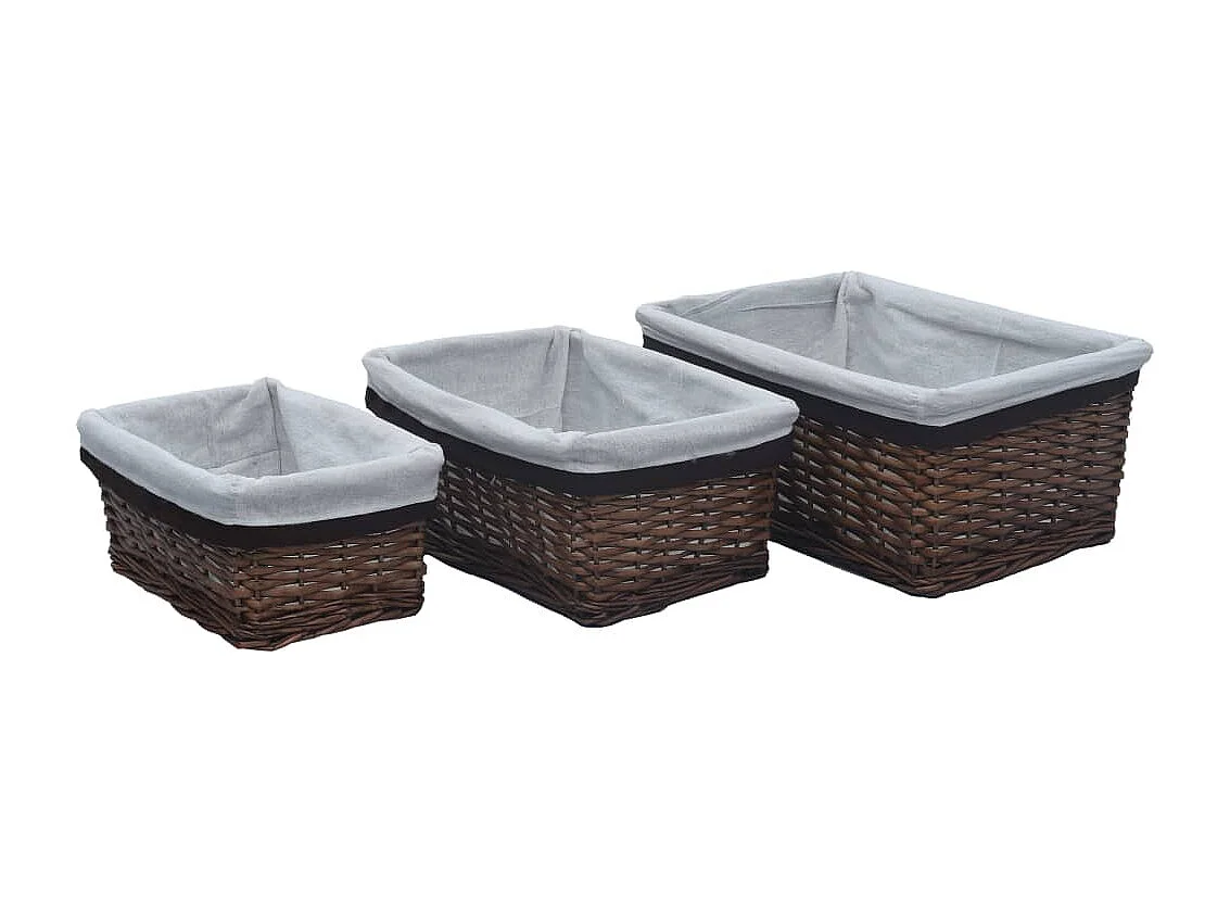 Ensemble de paniers gigognes 3 pcs Marron Saule