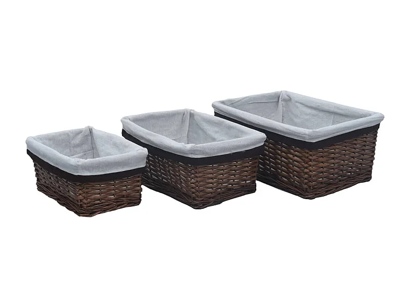 Ensemble de paniers gigognes 3 pcs Marron Saule