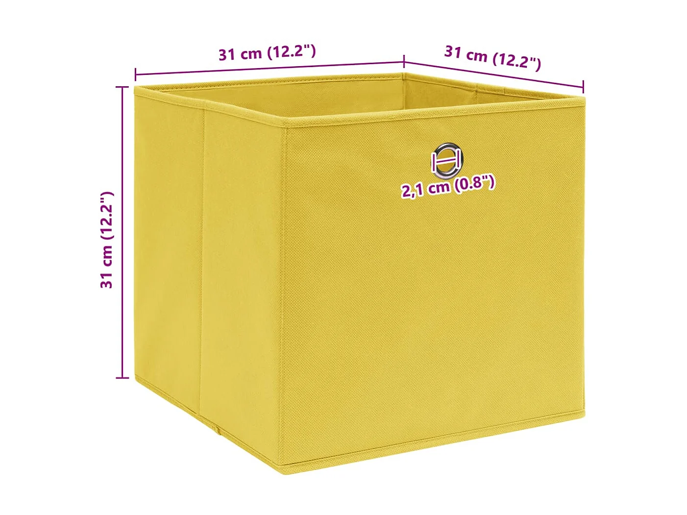 Boîtes de rangement 4 pcs Jaune 32x32x32 cm Tissu
