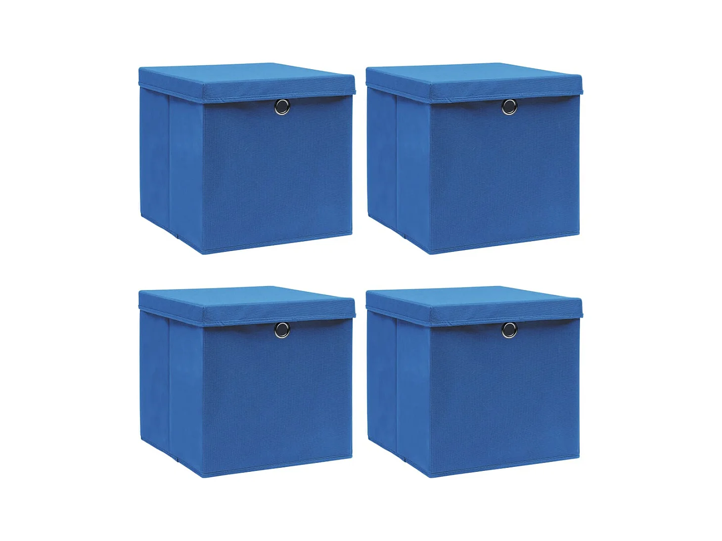 Boîtes de rangement avec couvercle 4 pcs Bleu 32x32x32 cm Tissu