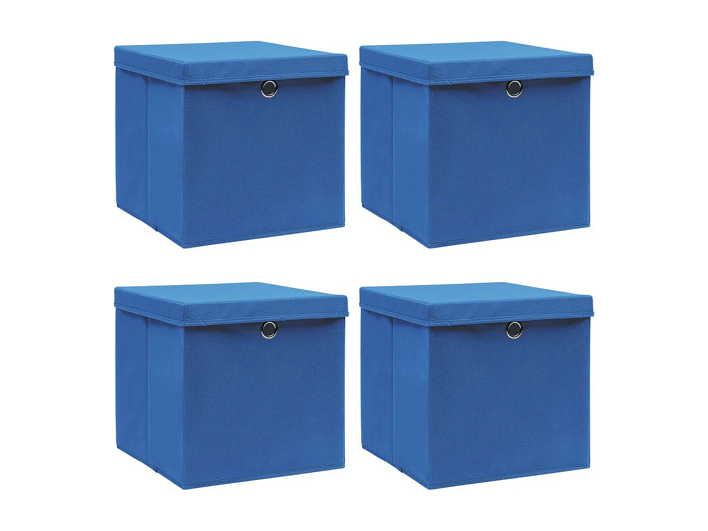 Boîtes de rangement avec couvercle 4 pcs Bleu 32x32x32 cm Tissu