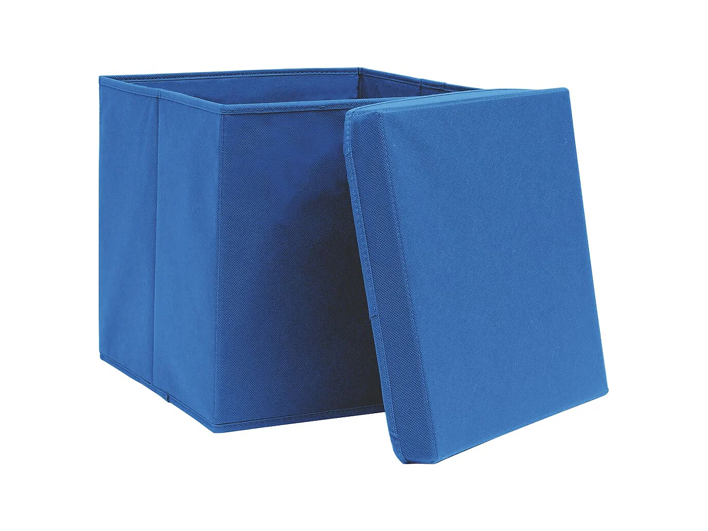 Boîtes de rangement avec couvercle 4 pcs Bleu 32x32x32 cm Tissu