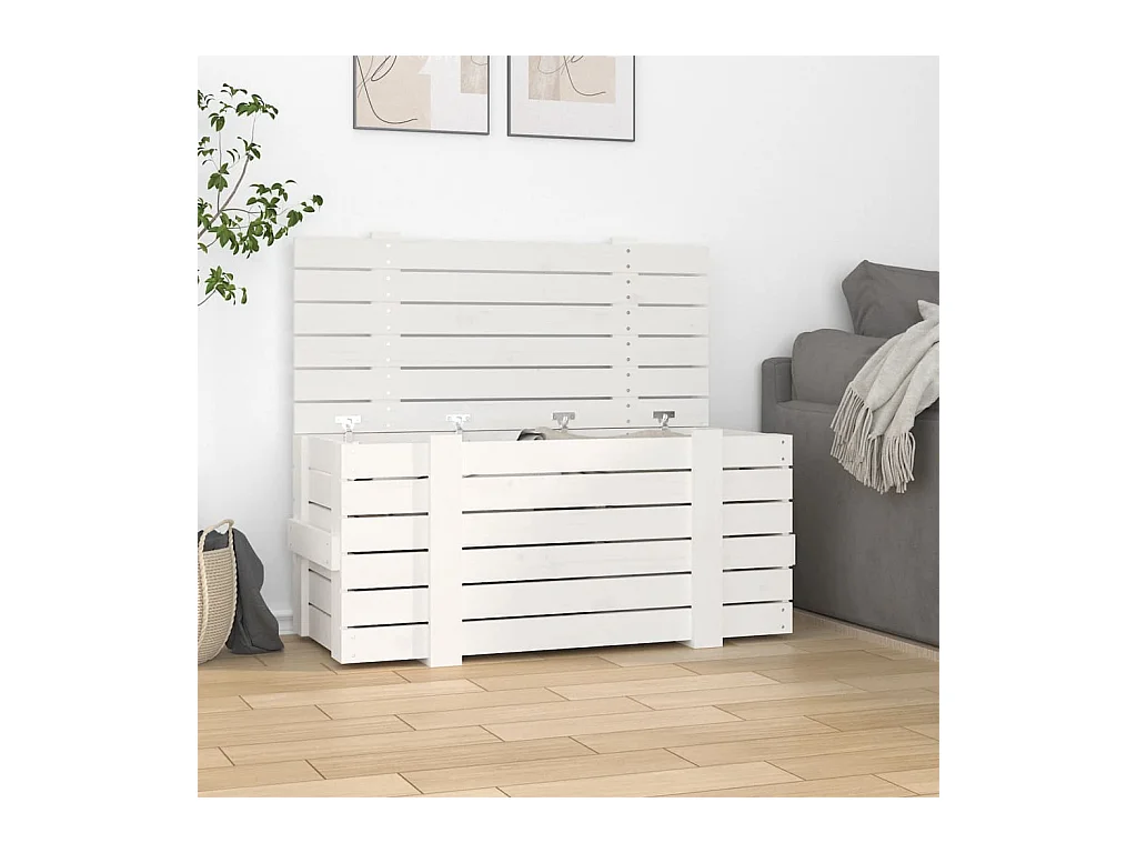 Opbergdoos Wit 91x40,5x42 cm Massief grenenhout