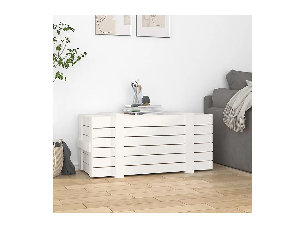 Opbergdoos Wit 91x40,5x42 cm Massief grenenhout