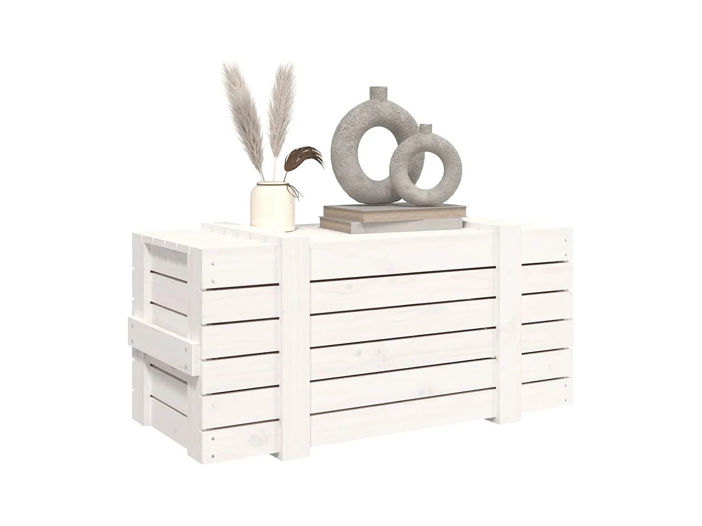 Opbergdoos Wit 91x40,5x42 cm Massief grenenhout