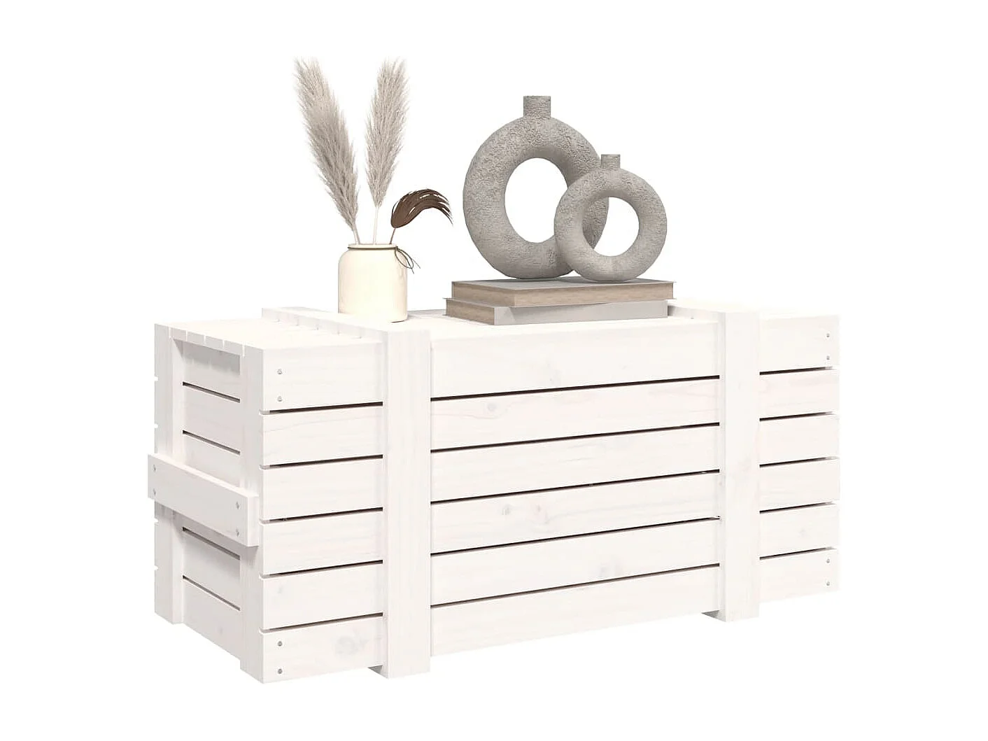 Caja de almacenaje Blanca 91x40,5x42 cm Madera maciza de pino