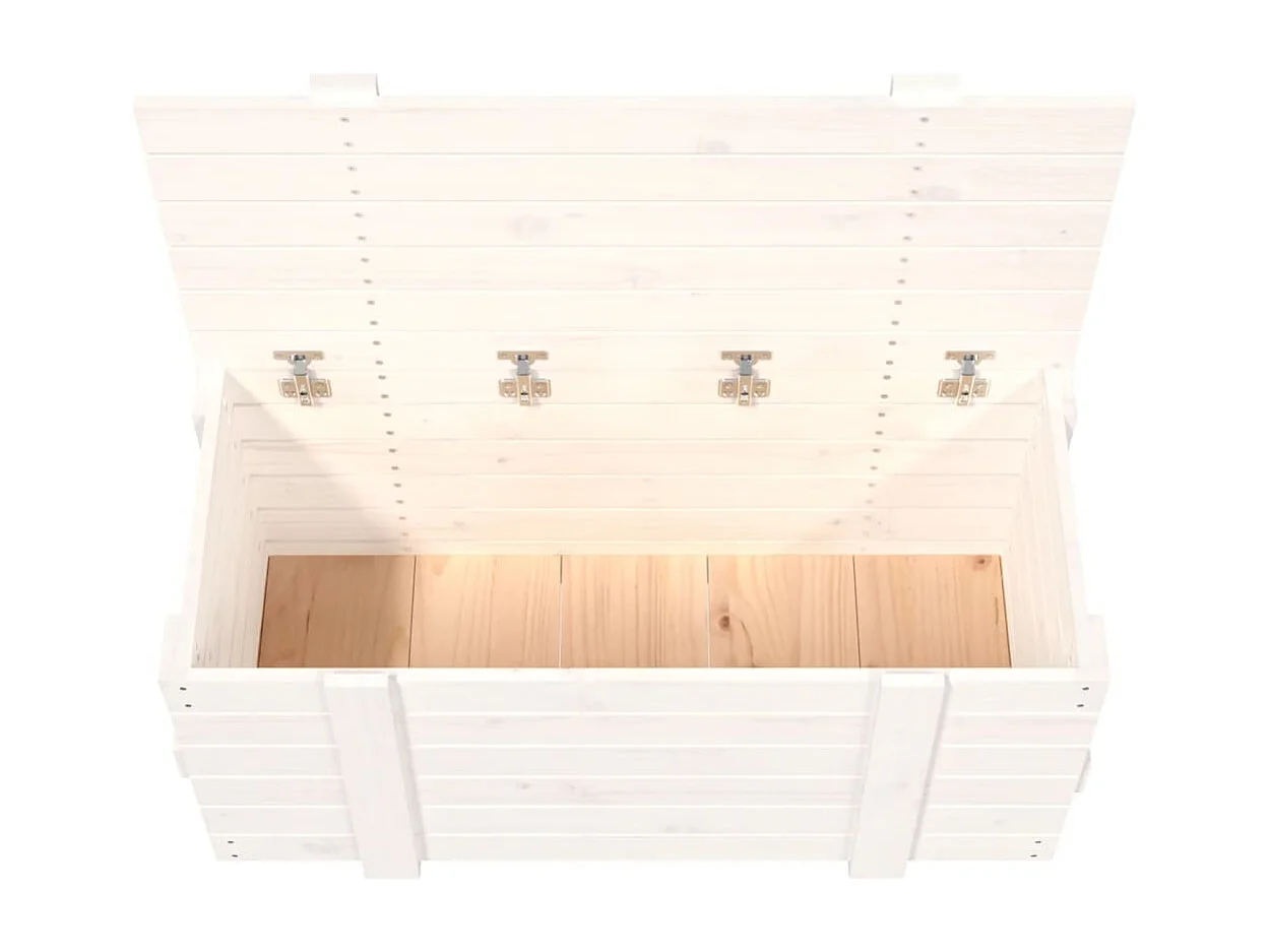 Caja de almacenaje Blanca 91x40,5x42 cm Madera maciza de pino