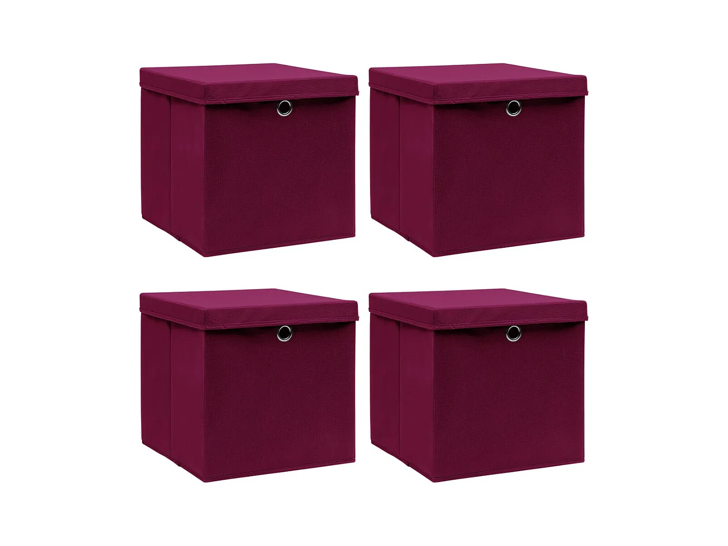 Boîtes de rangement 4 pcs Rouge foncé 32x32x32 cm Tissu
