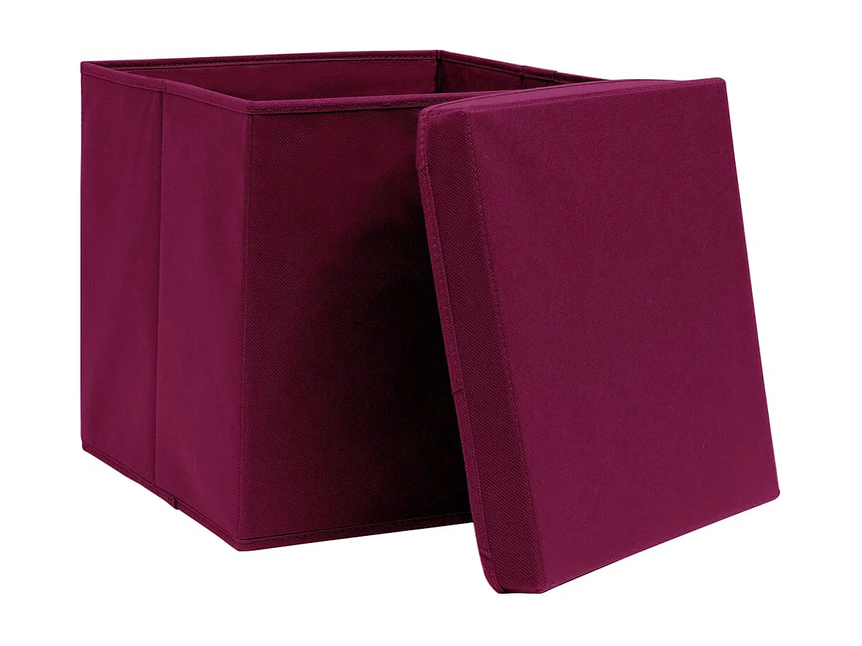 Boîtes de rangement 4 pcs Rouge foncé 32x32x32 cm Tissu