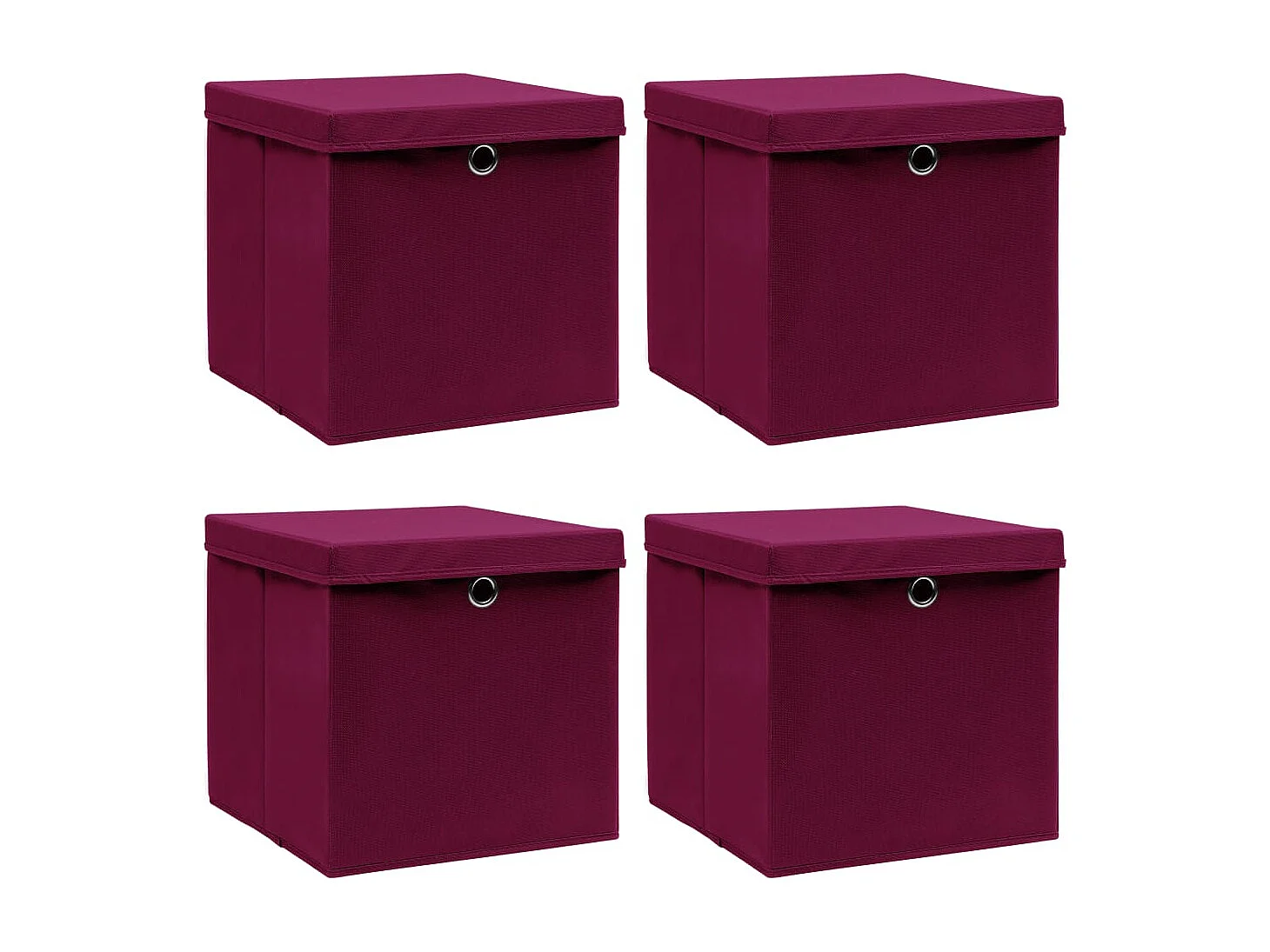Boîtes de rangement 4 pcs Rouge foncé 32x32x32 cm Tissu