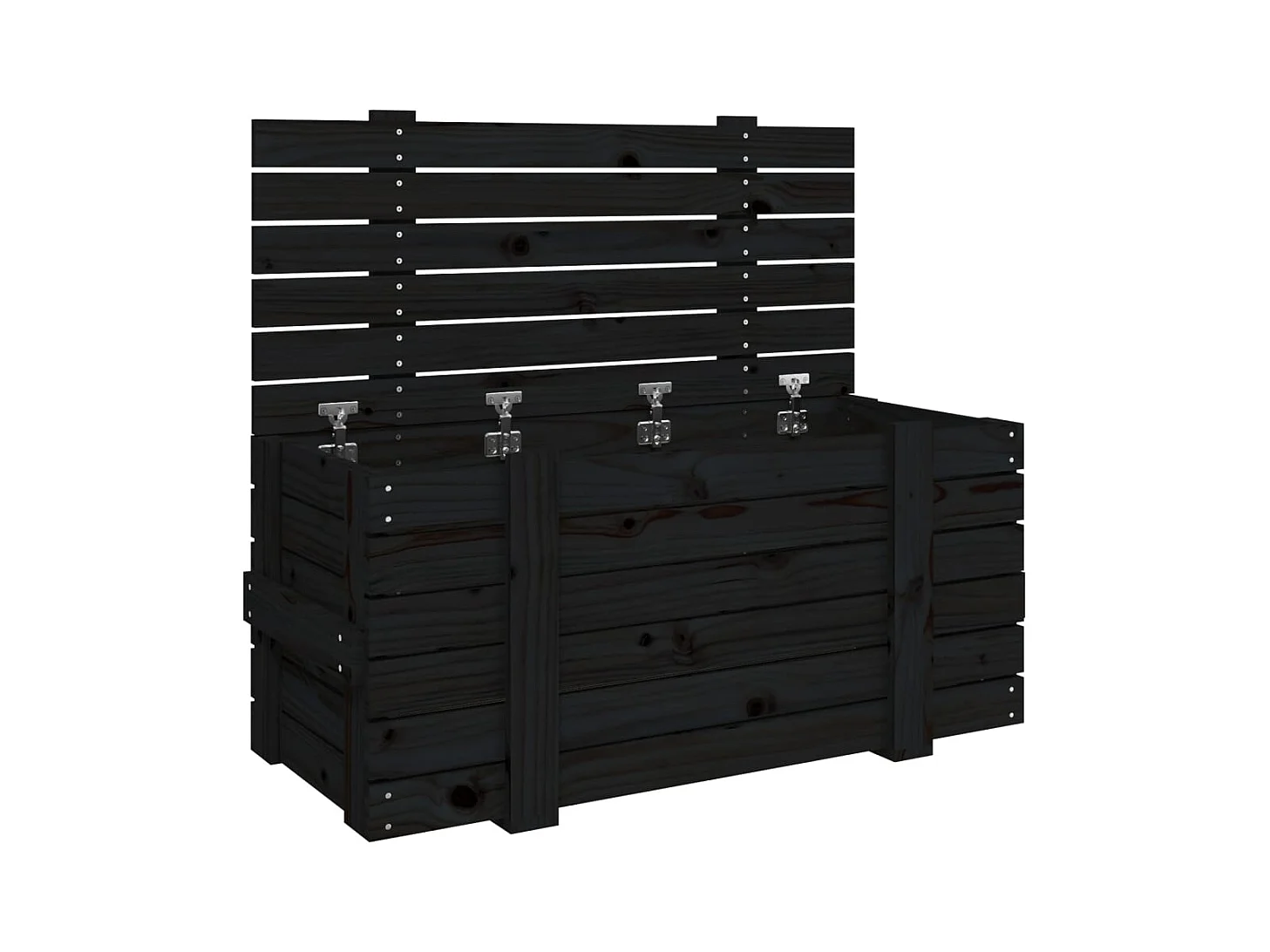 Boîte de rangement Noir 91x40,5x42 cm Bois massif de pin