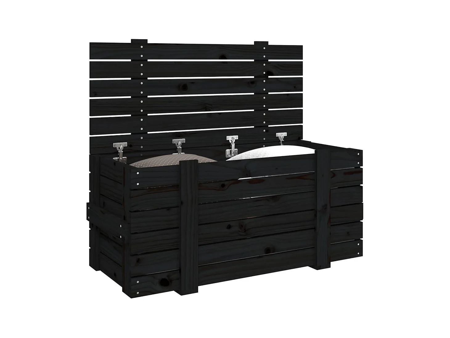 Boîte de rangement Noir 91x40,5x42 cm Bois massif de pin