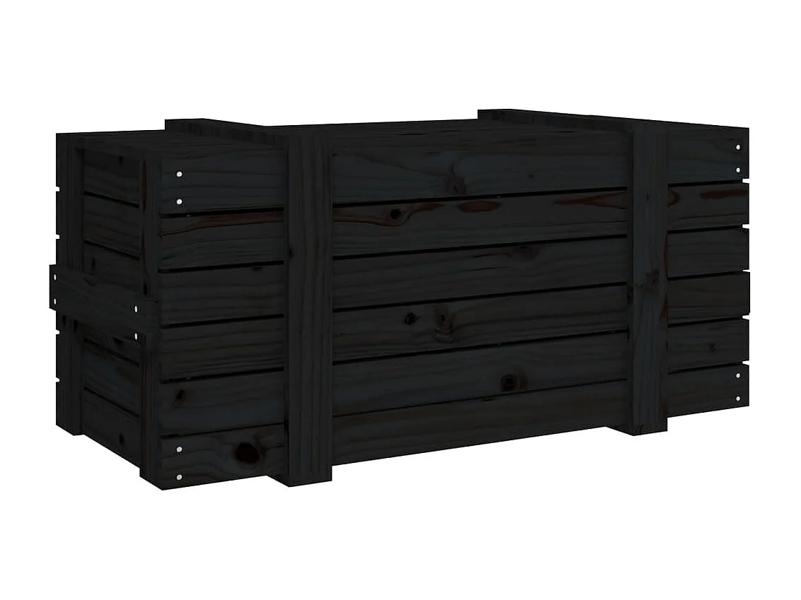 Boîte de rangement Noir 91x40,5x42 cm Bois massif de pin