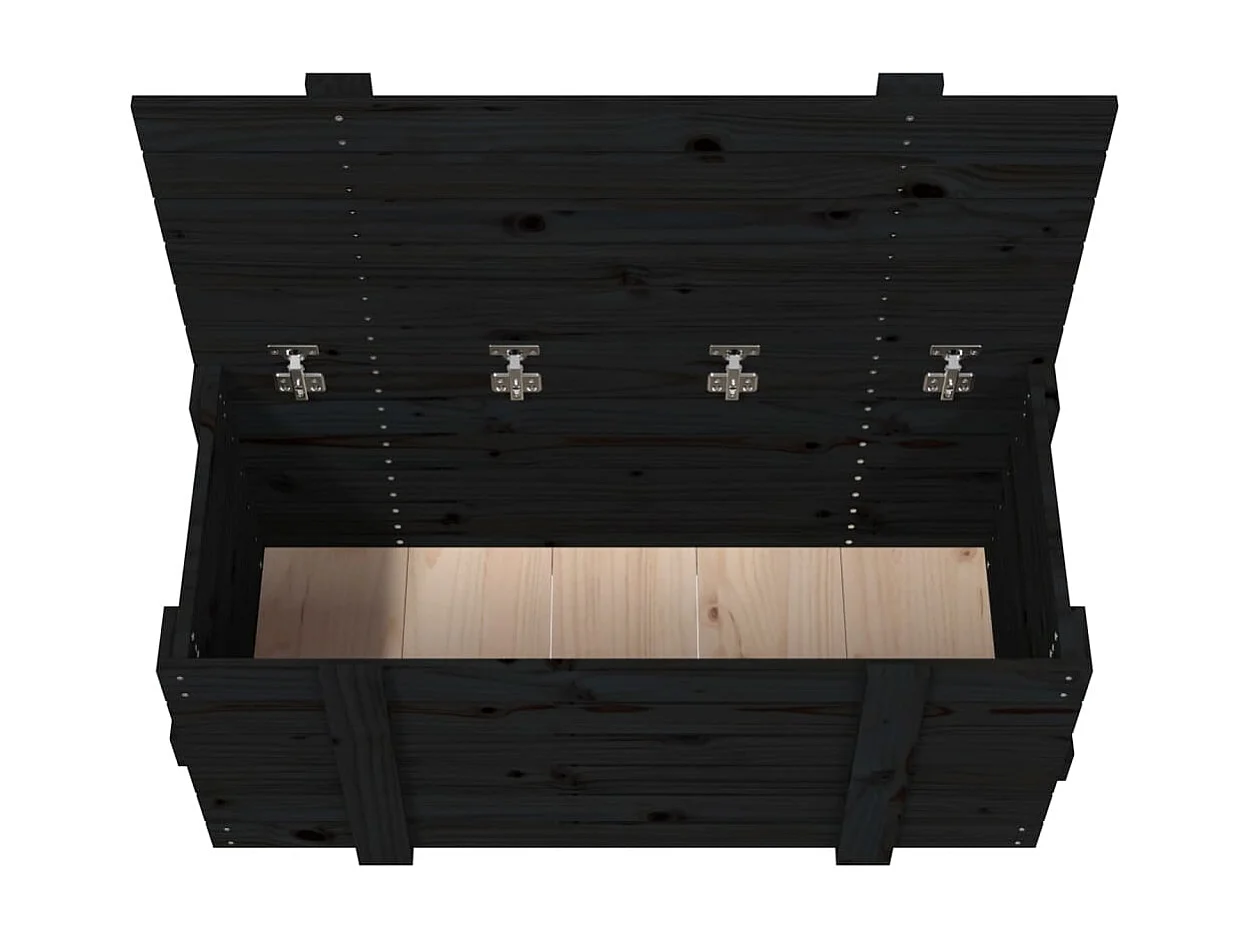 Boîte de rangement Noir 91x40,5x42 cm Bois massif de pin