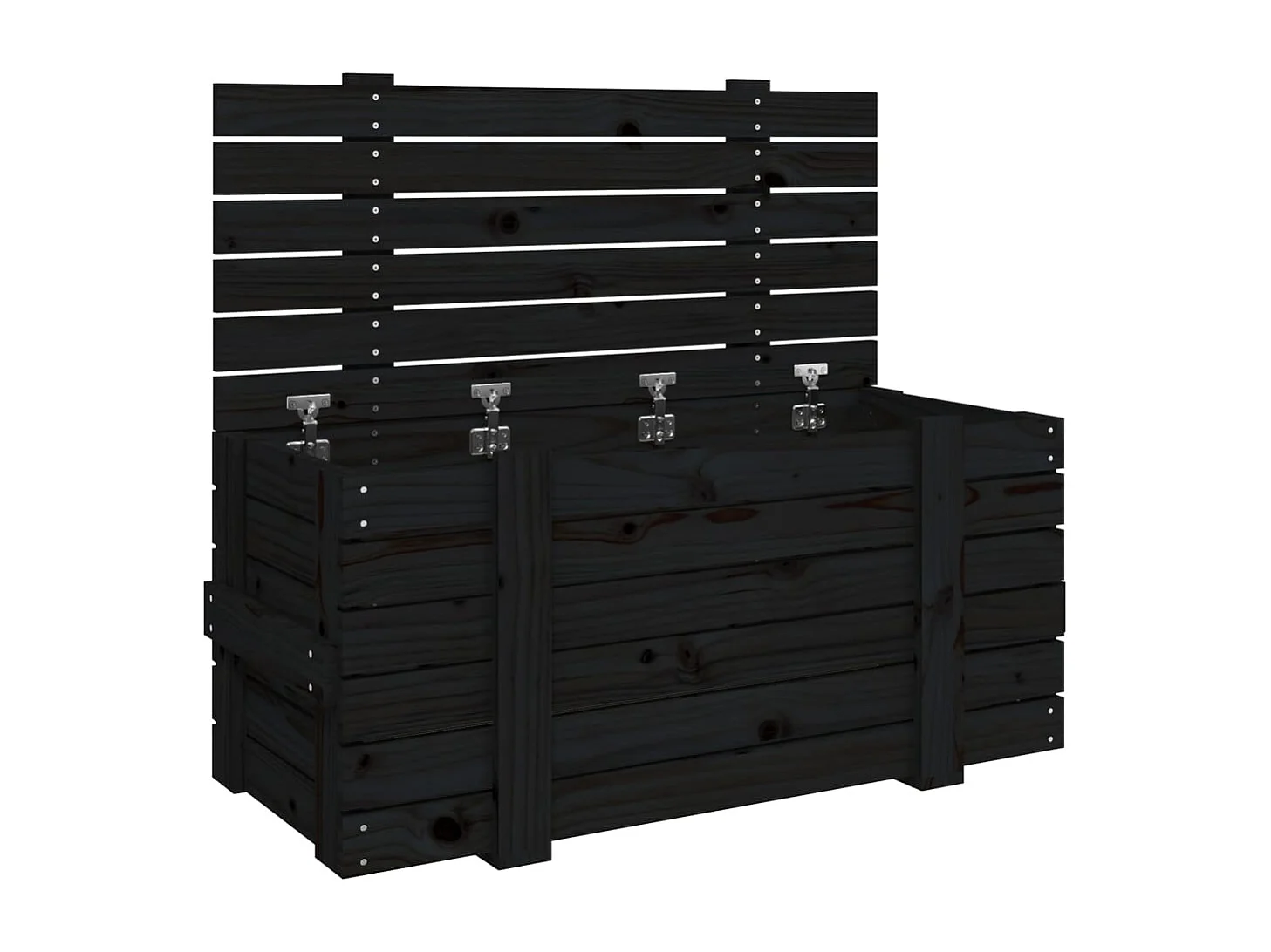 Boîte de rangement Noir 91x40,5x42 cm Bois massif de pin
