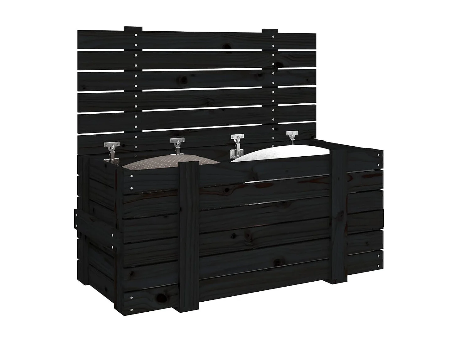 Boîte de rangement Noir 91x40,5x42 cm Bois massif de pin