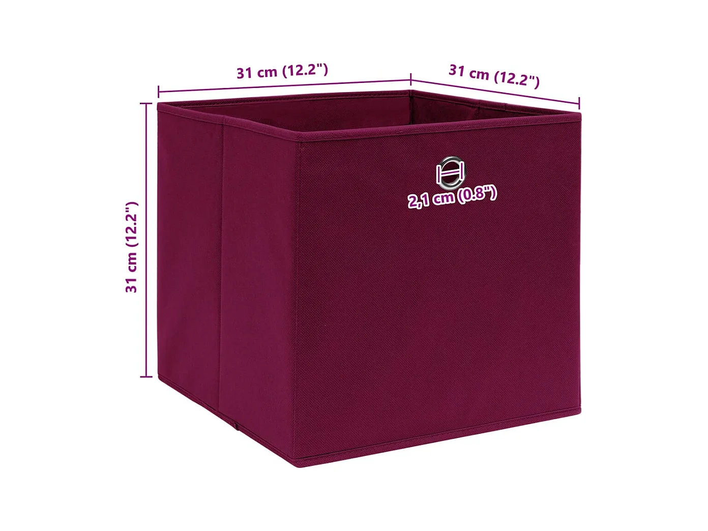 Boîtes de rangement 4 pcs Rouge foncé 32x32x32 cm Tissu