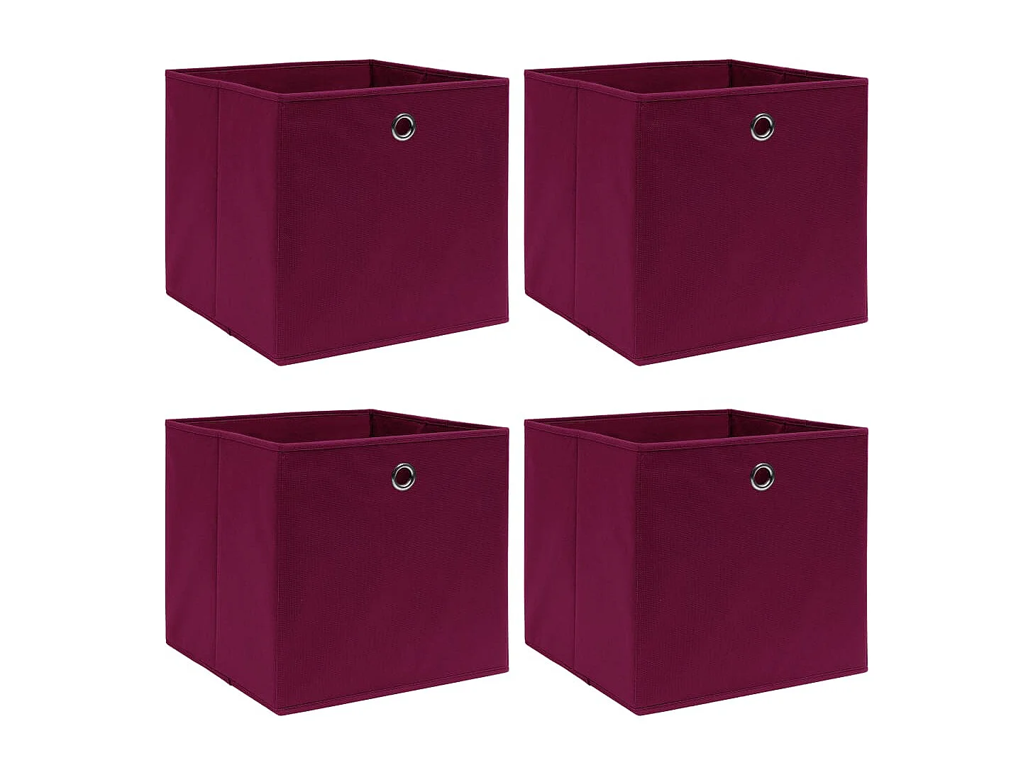 Boîtes de rangement 4 pcs Rouge foncé 32x32x32 cm Tissu