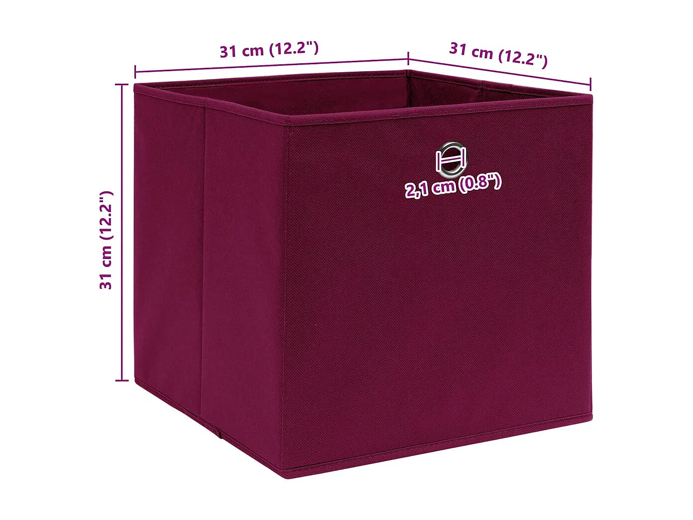 Boîtes de rangement 4 pcs Rouge foncé 32x32x32 cm Tissu