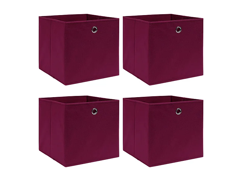 Boîtes de rangement 4 pcs Rouge foncé 32x32x32 cm Tissu