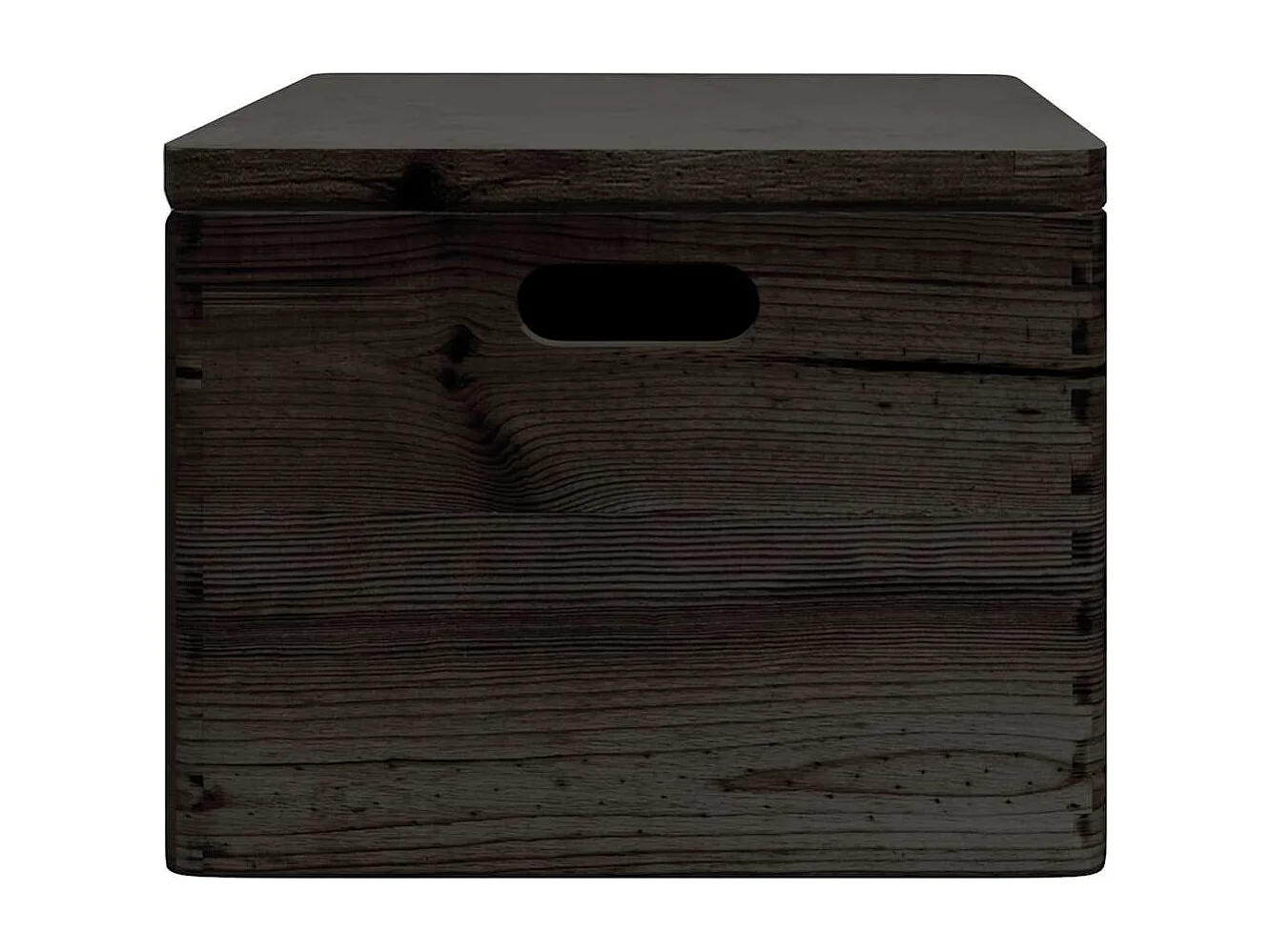 Boîte en bois avec couvercle et poignées noir bois pin massif