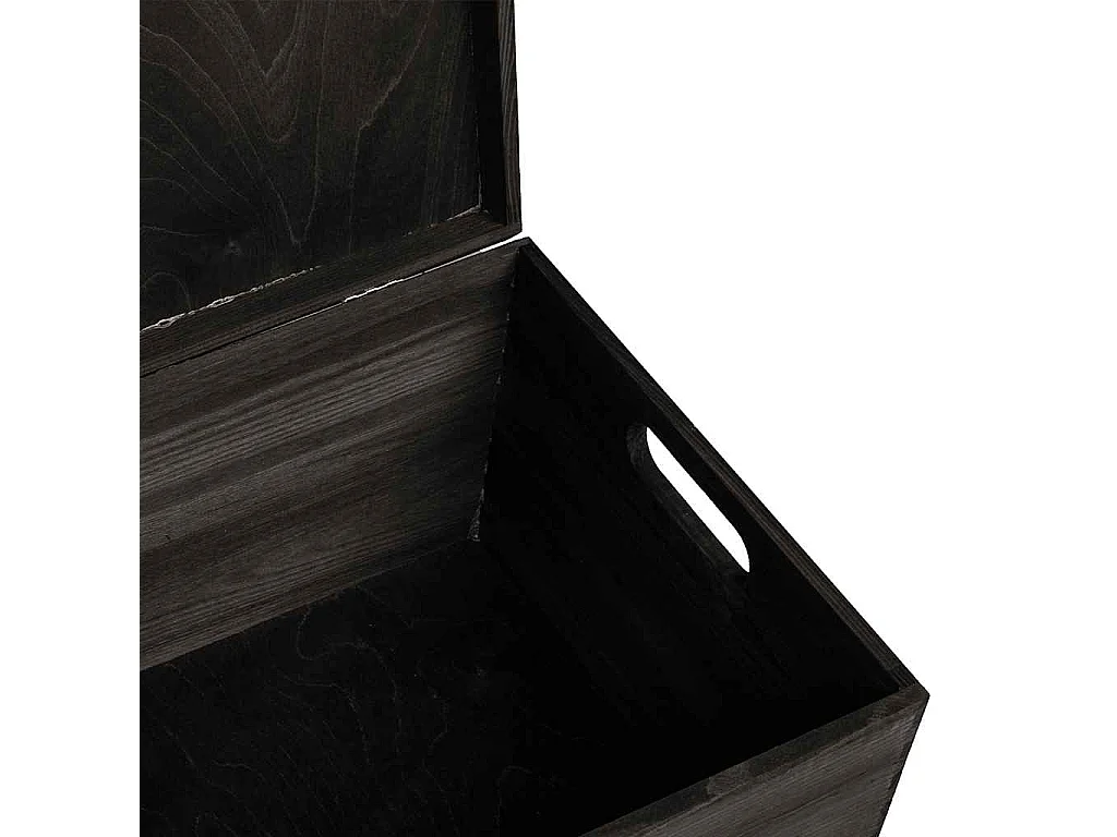 Boîte en bois avec couvercle et poignées noir bois pin massif