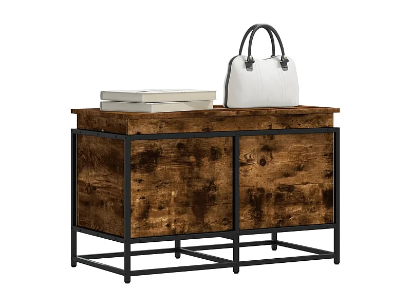 Boîte de rangement avec couvercle chêne fumé bois d'ingénierie