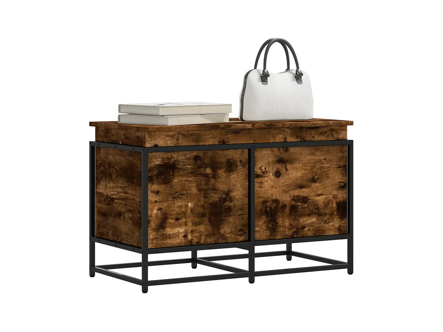 Boîte de rangement avec couvercle chêne fumé bois d'ingénierie