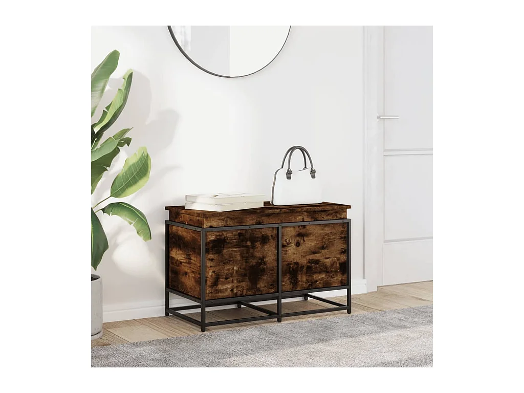 Boîte de rangement avec couvercle chêne fumé bois d'ingénierie