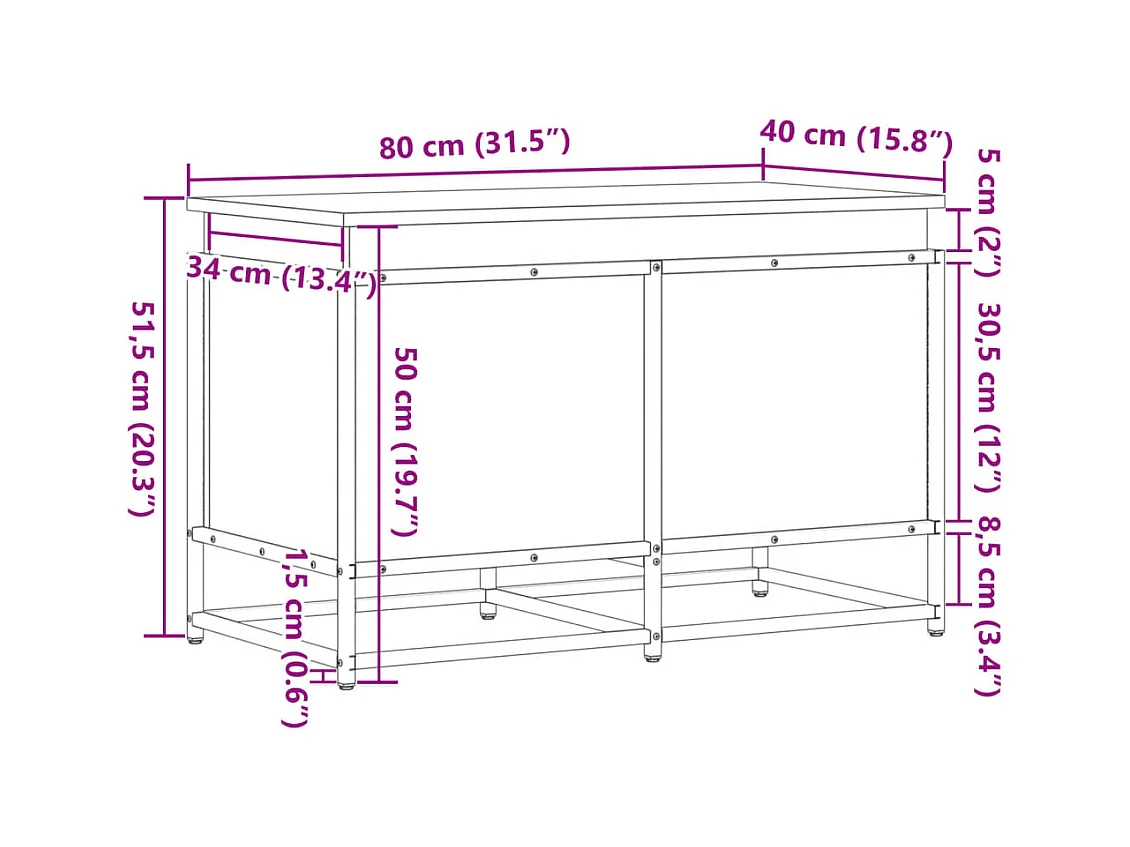 Boîte de rangement avec couvercle chêne fumé bois d'ingénierie