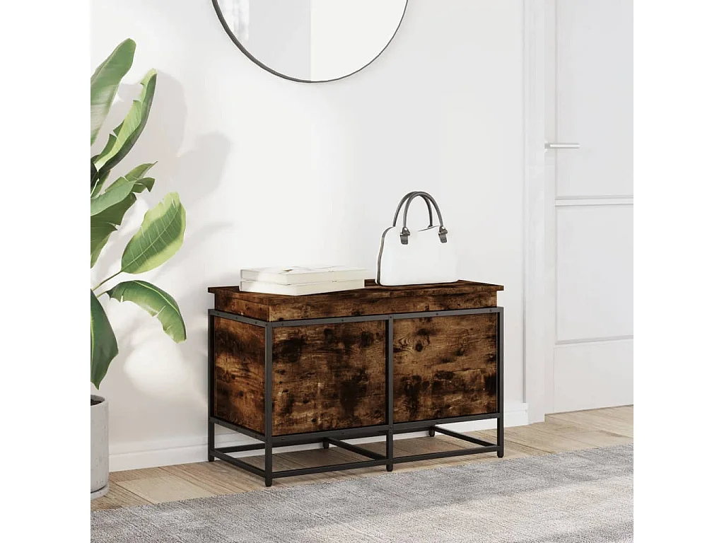 Boîte de rangement avec couvercle chêne fumé bois d'ingénierie