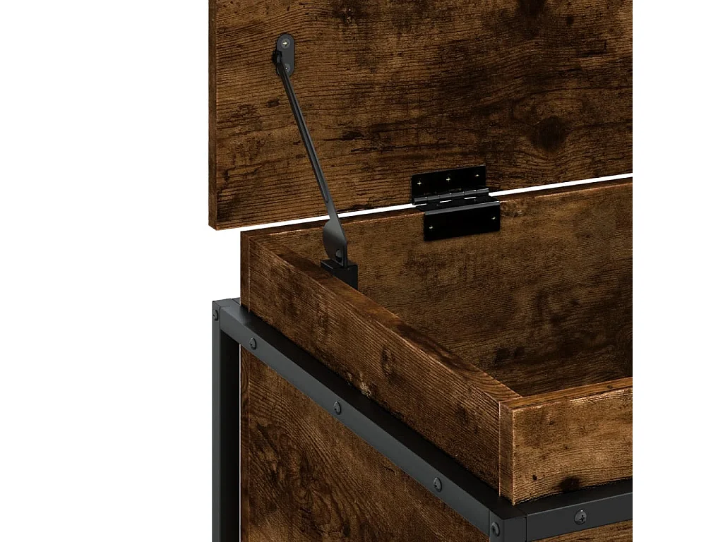 Boîte de rangement avec couvercle chêne fumé bois d'ingénierie