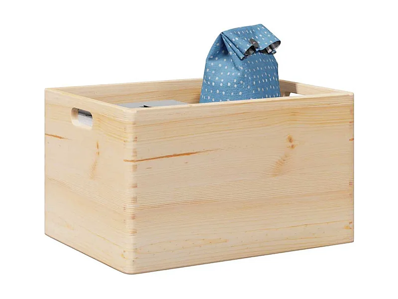 Scatola in legno con manici 40x30x23 cm in legno massello di pino