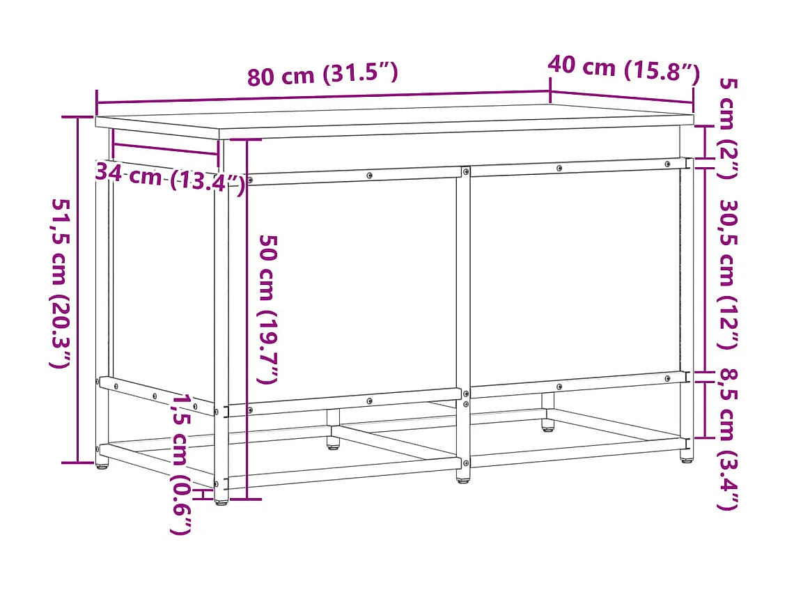 Boîte de rangement avec couvercle chêne marron bois ingénierie