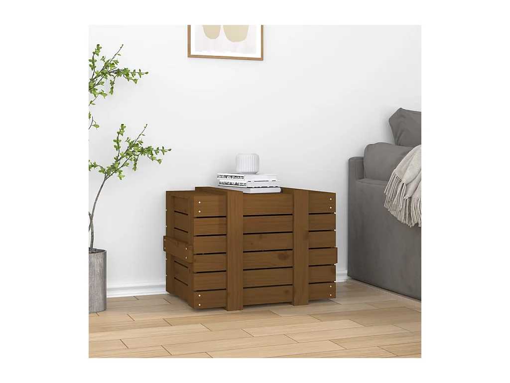Boîte de rangement Marron miel 58x40,5x42 cm Bois massif pin